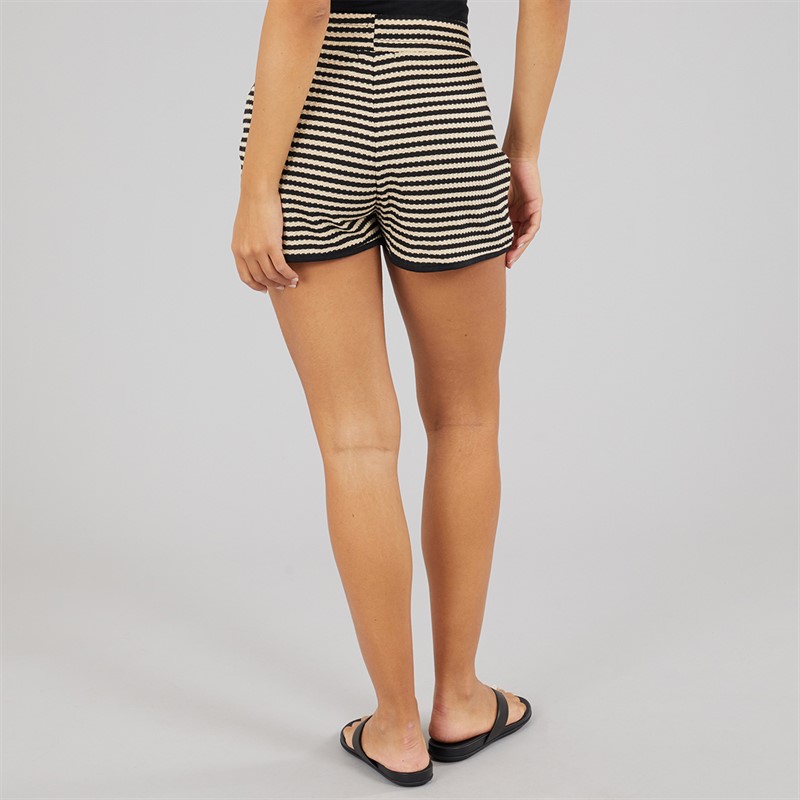 Brave Soul Womens Heart Tie Front Shorts Black/Beige