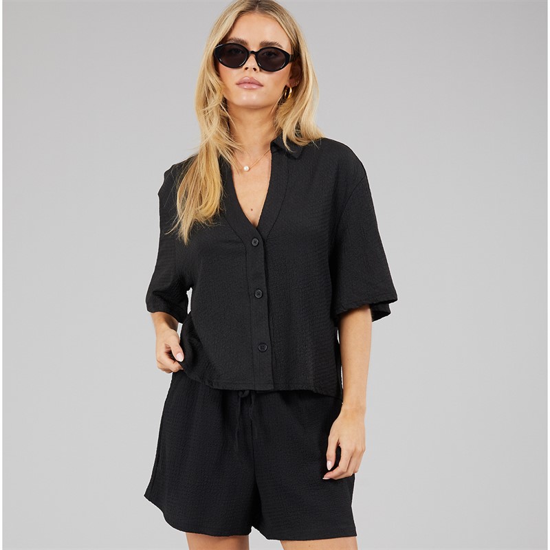 Brave Soul Womens Tara Short Sleeve Shirt Black