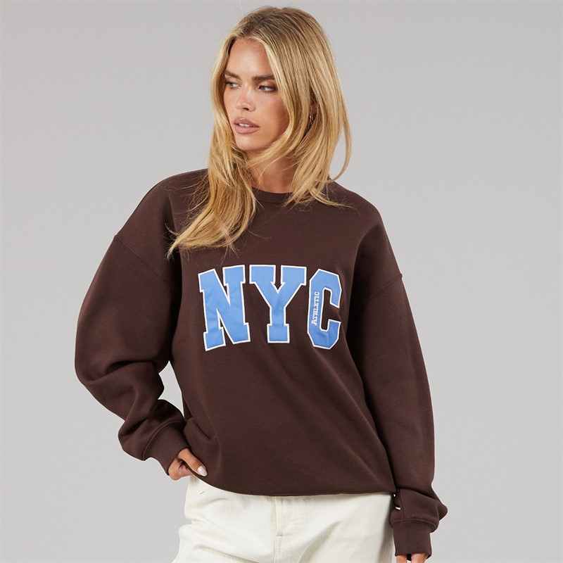 Brave Soul Womens Arlo Sweatshirt Chocolate/Blue