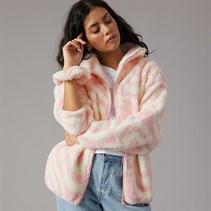 Brave Soul Womens Billie Full Zip Fleece Pink/Cream