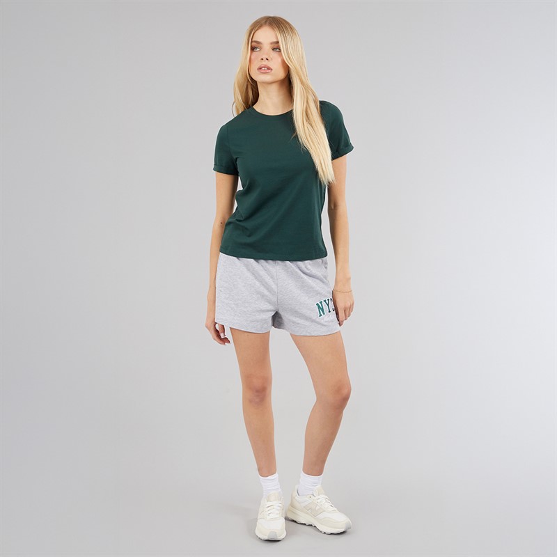 Brave Soul Womens Fraser Drawstring Shorts Grey Marl/Green