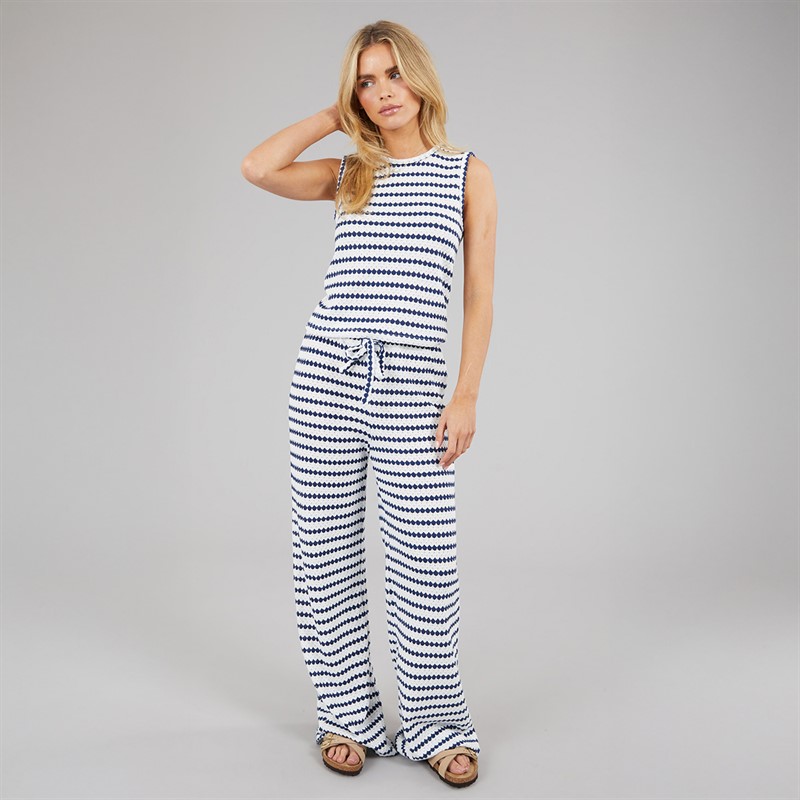 Brave Soul Womens Lynus Trousers Cream/Navy