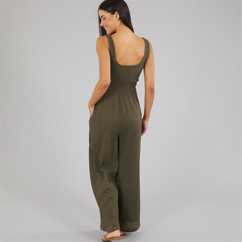 Brave Soul Womens Rennie Jumpsuit Khaki