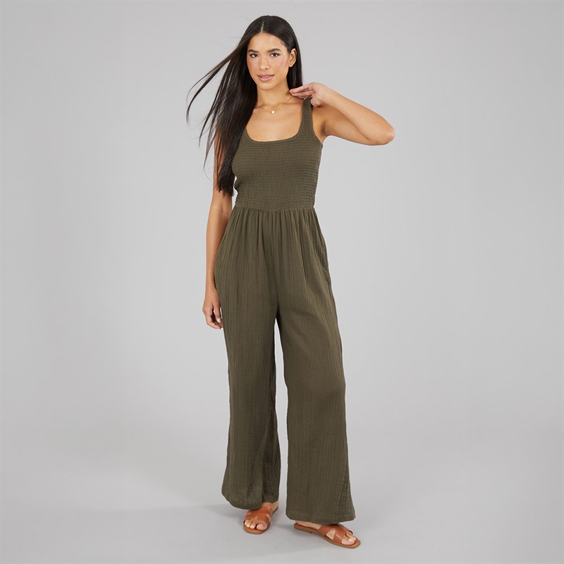 Brave Soul Womens Rennie Jumpsuit Khaki