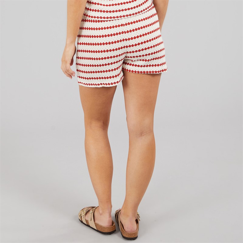 Brave Soul Womens Jersey Stripe Short Cream/Red