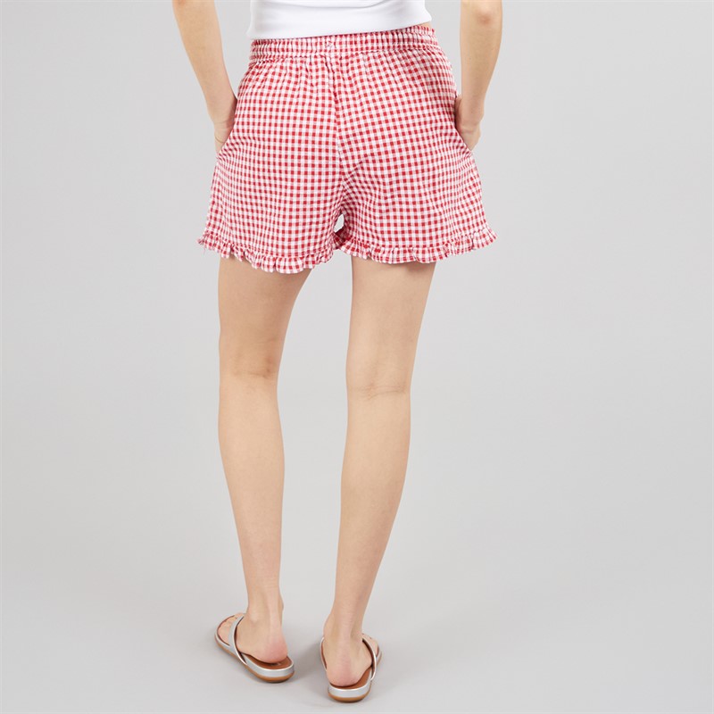 Brave Soul Womens Detroit Mini Shorts Red/White
