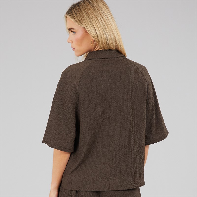 Brave Soul Womens Tara Short Sleeve Shirt Chocolate