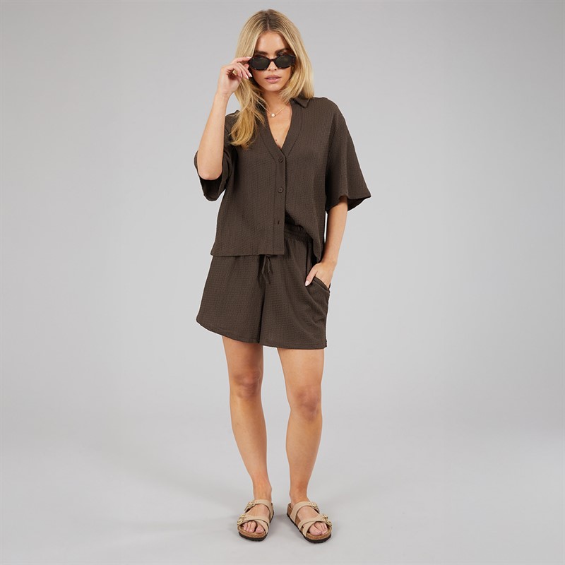Brave Soul Womens Tara Short Sleeve Shirt Chocolate