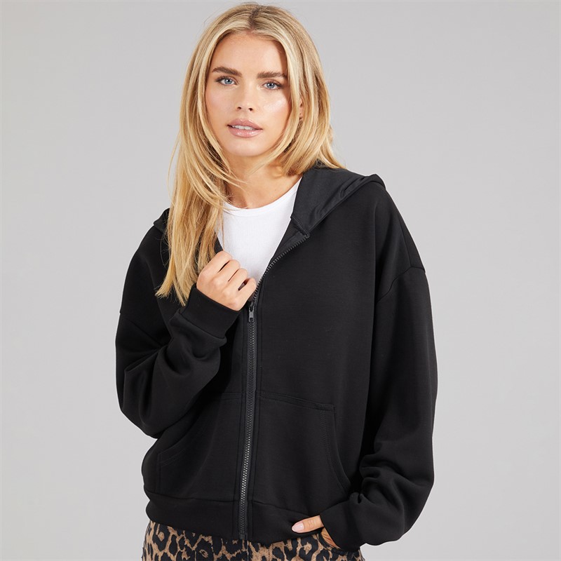 Brave Soul Womens Julie Zip Through Hoodie Black