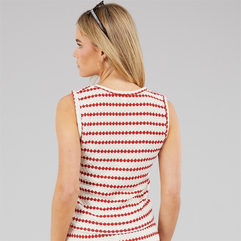Brave Soul Womens Lynus Vest Cream/Red