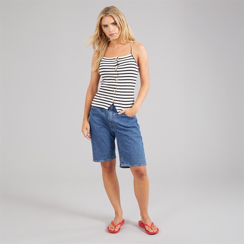 Brave Soul Womens Stripe Vest Cream/Black