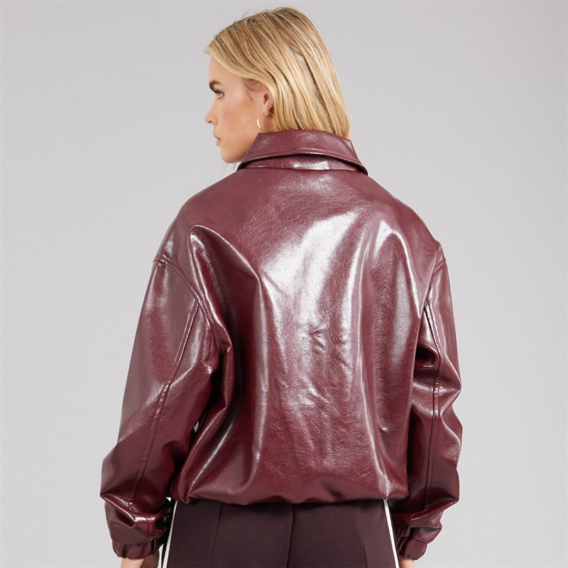 Brave Soul Womens Libbie Bomber Jacket With Collar Burgundy