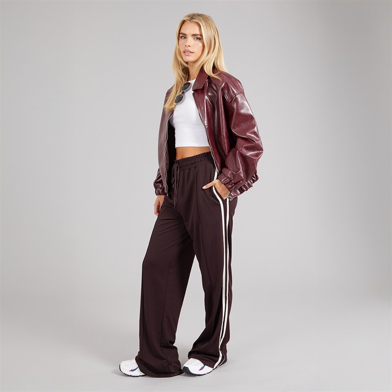 Brave Soul Womens Libbie Bomber Jacket With Collar Burgundy