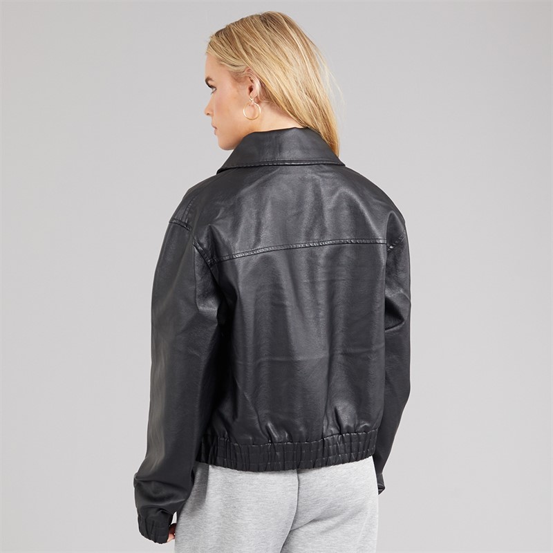 Brave Soul Womens Lutana Zip Through Bomber Jacket Black