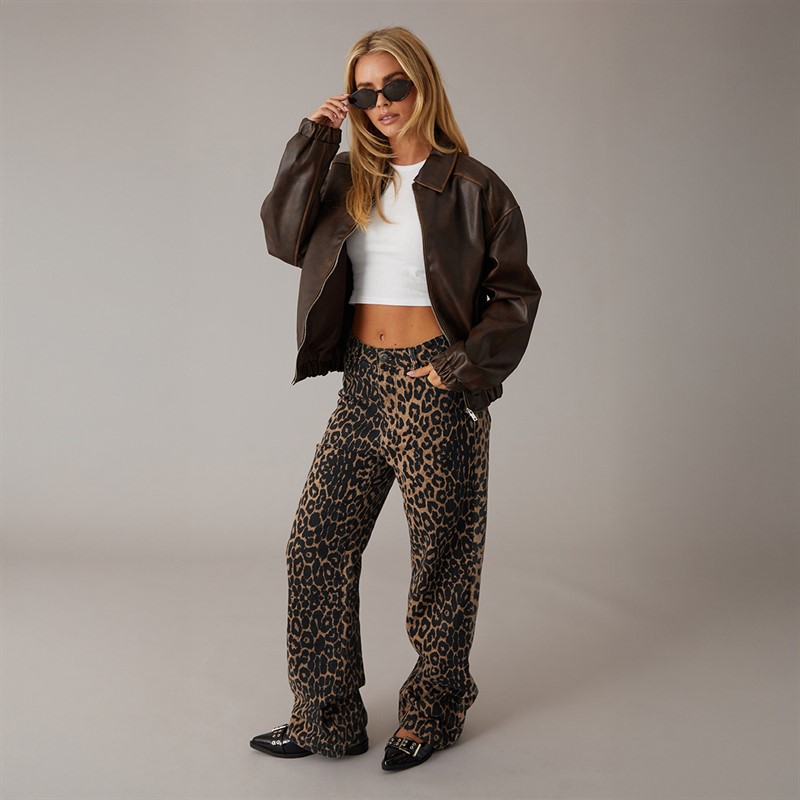 Brave Soul Womens Livvie Bomber Jacket With Collar Vintage Dark Brown