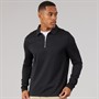 Brave Soul Mens Mellark Long Sleeve 1/4 Zip Polo Shirt Black
