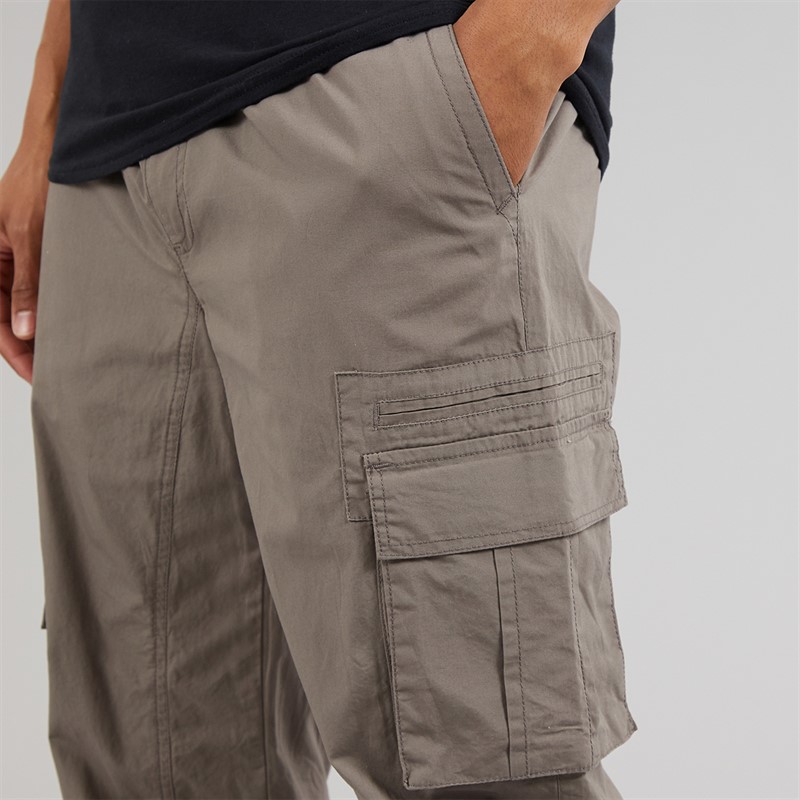 Brave Soul Mens Poplin Cargo Trousers Taupe