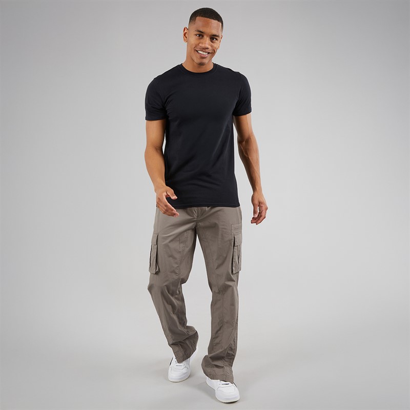 Brave Soul Mens Poplin Cargo Trousers Taupe