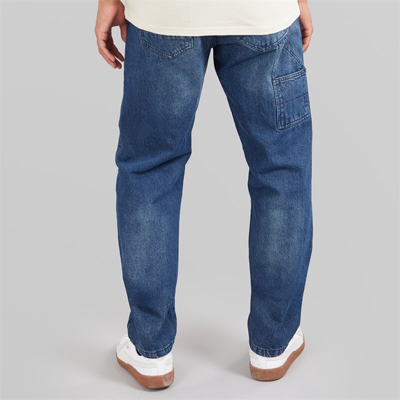 Brave Soul Mens Wide Leg Jeans Mid Blue