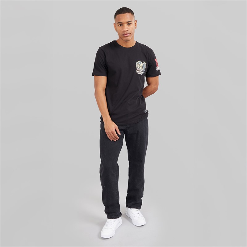 Brave Soul Mens Wide Leg Jeans Charcoal