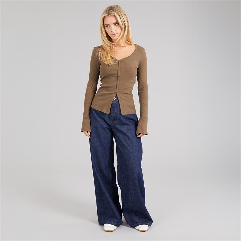 Brave Soul Womens Peyton Wide Leg Jeans Indigo