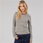 Brave Soul Womens Molly Crew Neck Long Sleeve Stripe Top Brown/Green