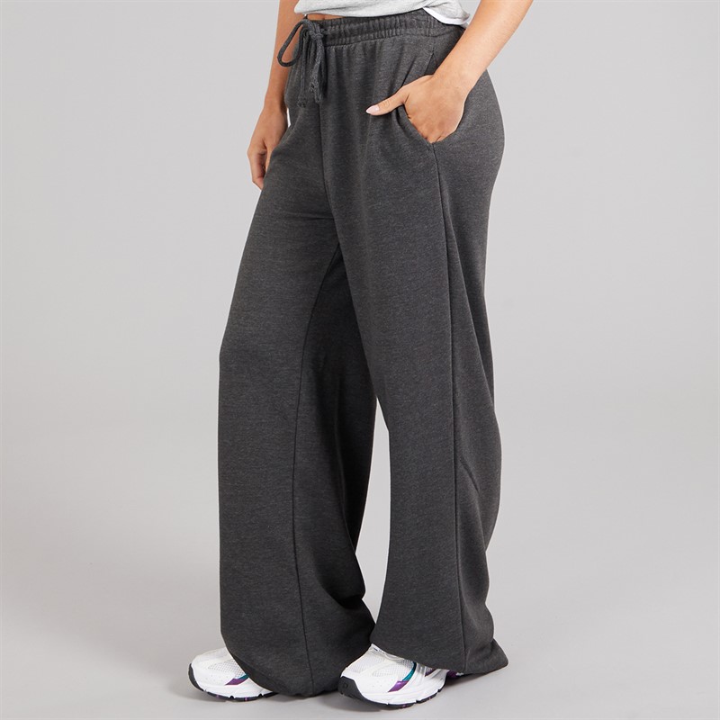 Brave Soul Womens Jemma Wide Leg Joggers Charcoal