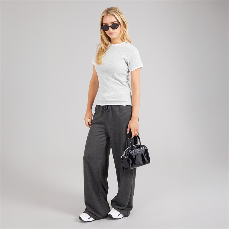 Brave Soul Womens Jemma Wide Leg Joggers Charcoal