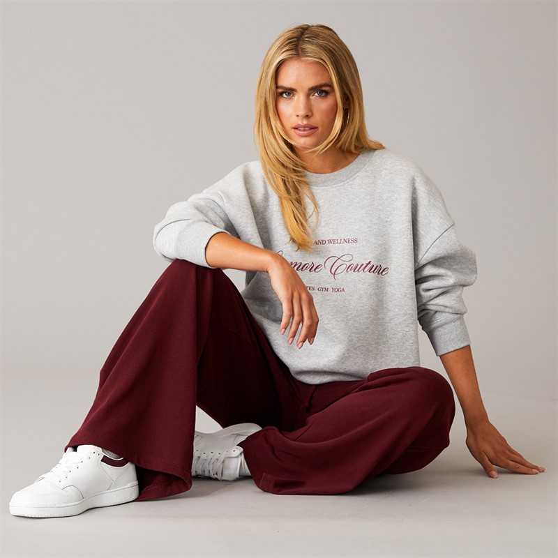 Brave Soul Womens Jemma Wide Leg Joggers Burgundy