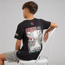 Brave Soul Drenge Ameyoko T Shirt Jet Sort/Multi Farve Jet Black/Multi-Colour