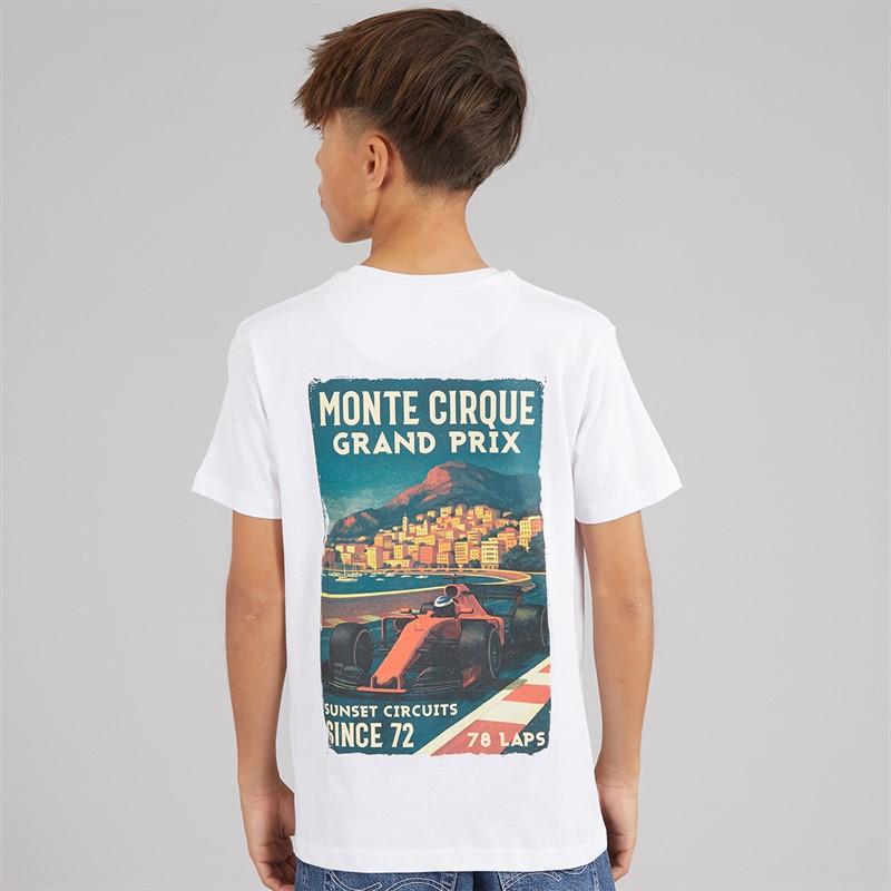 Brave Soul Drenge Meyan T Shirt Optic Hvid/Multifarvet Optic White/Multi-Colou