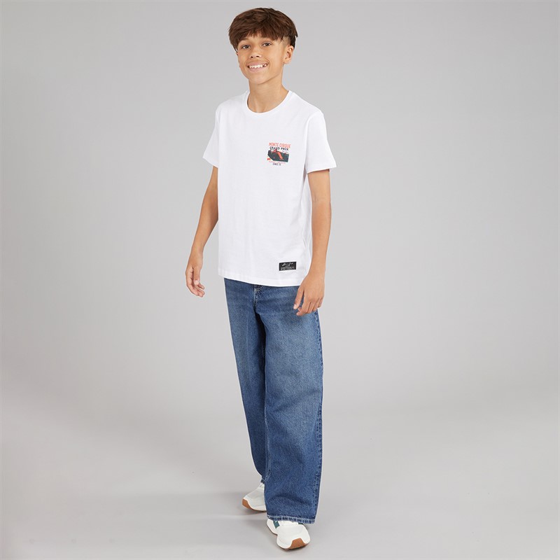 Brave Soul Drenge Meyan T Shirt Optic Hvid/Multifarvet Optic White/Multi-Colou