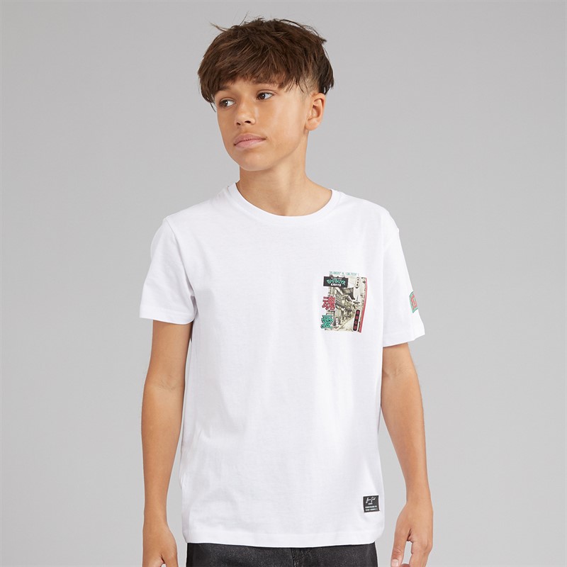 Brave Soul Drenge Ameyoko T shirt Optisk Hvid/Multifarve Optic White/Multi-Colou