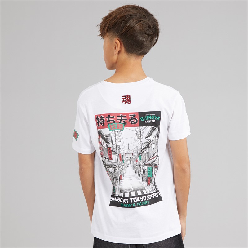 Brave Soul Drenge Ameyoko T shirt Optisk Hvid/Multifarve Optic White/Multi-Colou