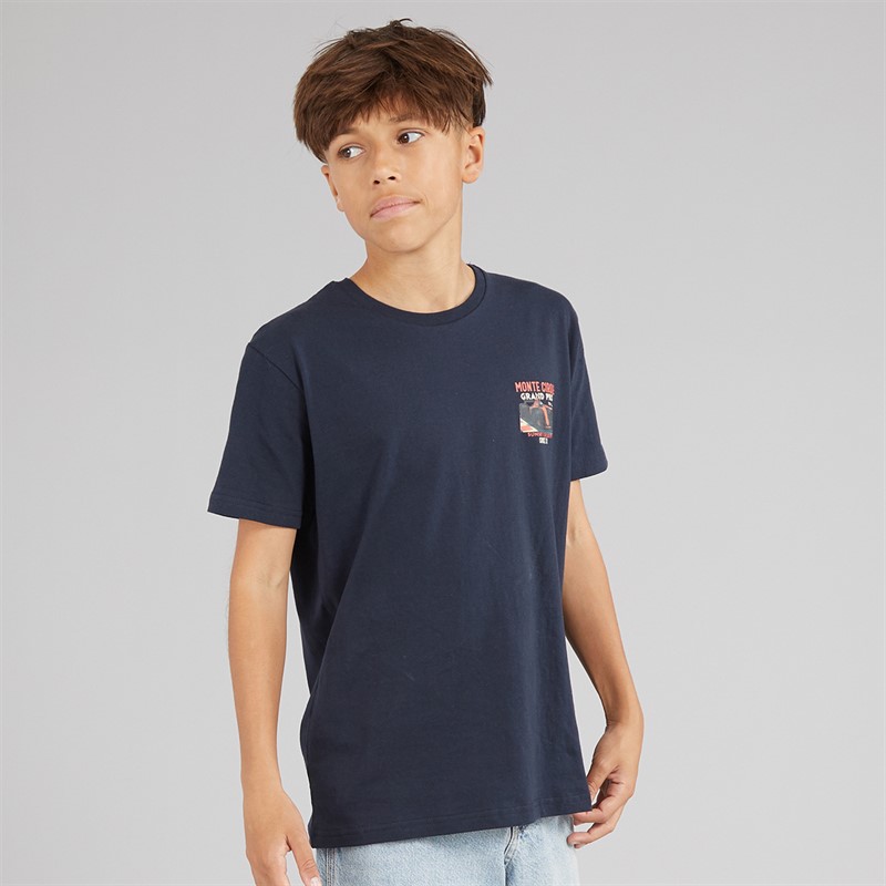 Brave Soul Drenge Meyan T Shirt Marineblå/Multifarvet Print Navy/Multi-Colour Print