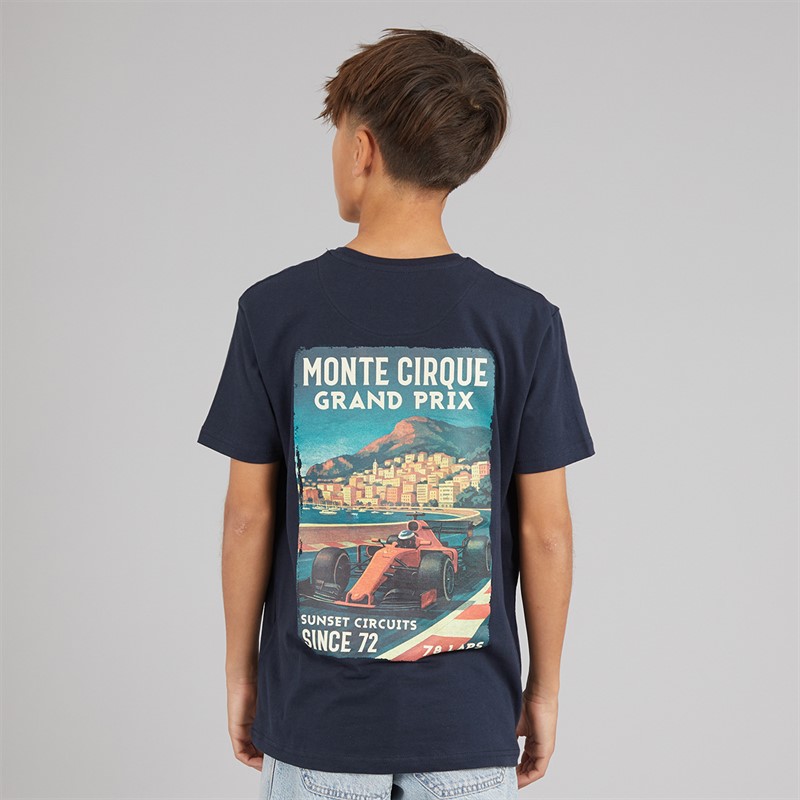 Brave Soul Drenge Meyan T Shirt Marineblå/Multifarvet Print Navy/Multi-Colour Print