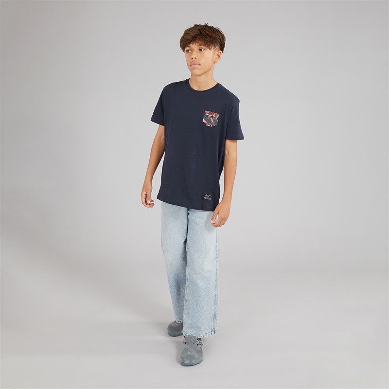 Brave Soul Drenge Meyan T Shirt Marineblå/Multifarvet Print Navy/Multi-Colour Print