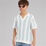 Brave Soul Drenge Rialto Polo Shirt Cream/Pale Blue/Lt Grey