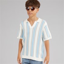Brave Soul Drenge Rialto Polo Shirt Cream/Pale Blue/Lt Grey