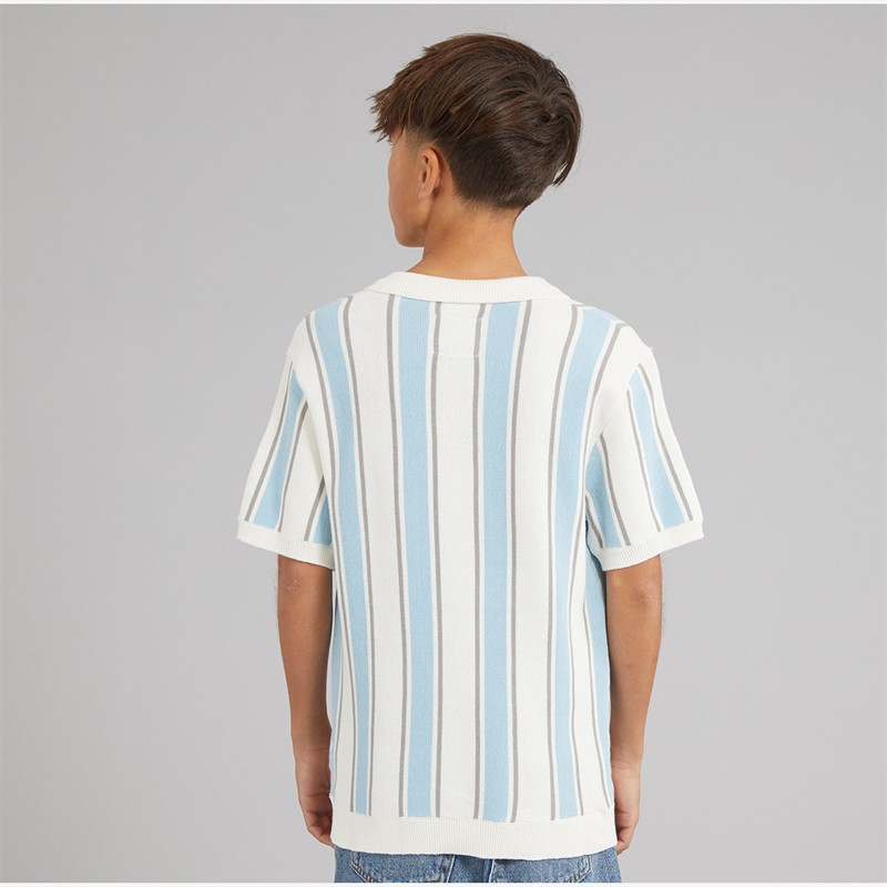 Brave Soul Drenge Rialto Polo Shirt Cream/Pale Blue/Lt Grey