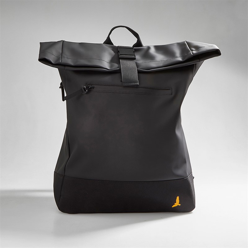 Brave Soul Mens Noel Roll Top Rubberised Backpack Black
