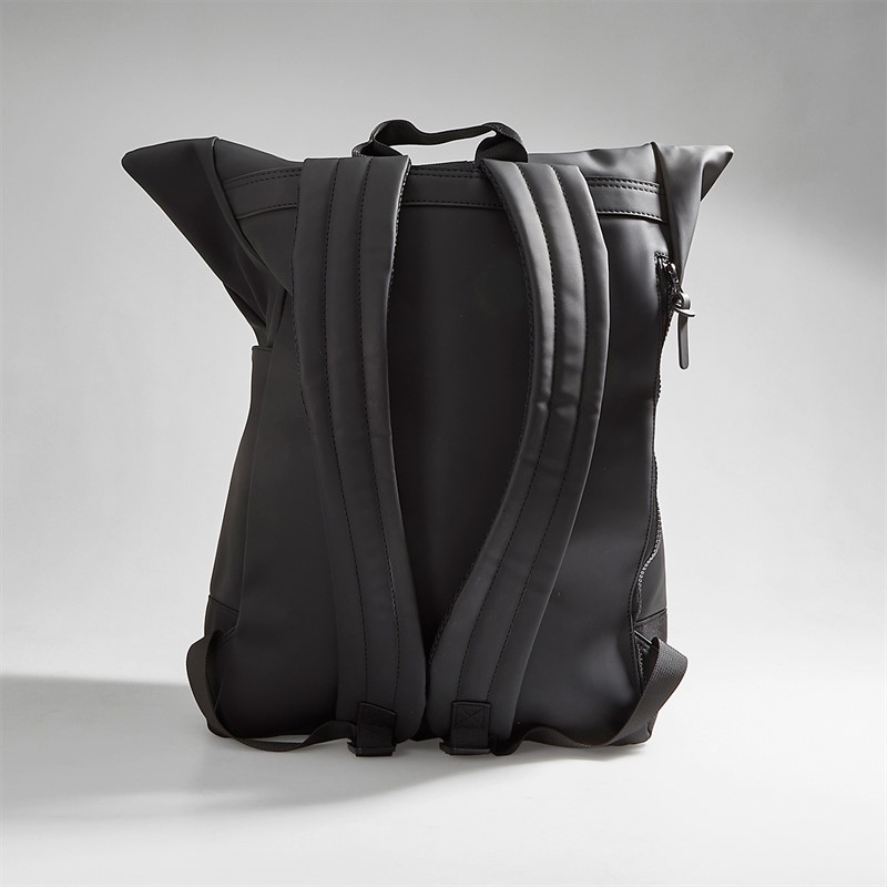Brave Soul Mens Noel Roll Top Rubberised Backpack Black