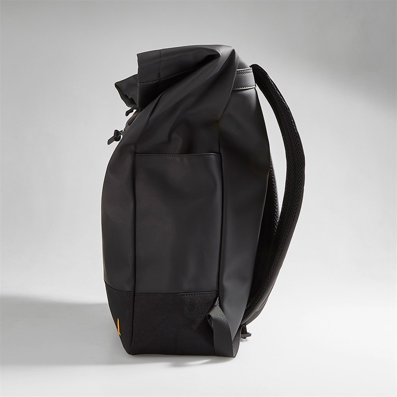 Brave Soul Mens Noel Roll Top Rubberised Backpack Black