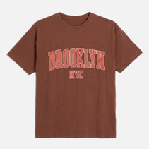 Brave Soul Womens Brooklyn T-Shirt Brown Acid Wash