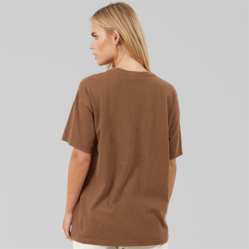 Brave Soul Dame Brooklyn T Shirt Brown Acid Wash