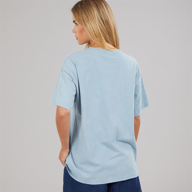 Brave Soul Womens Day Dreamer T-Shirt Blue Acid Wash