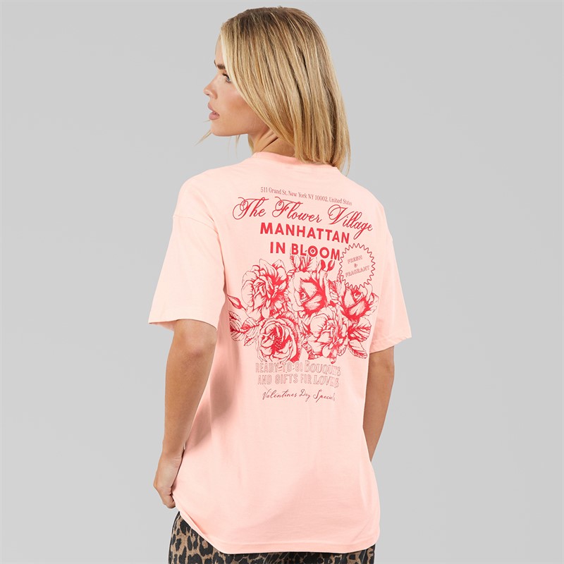 Brave Soul Dame Bloom T-shirt Lyserød/Red Body/Print