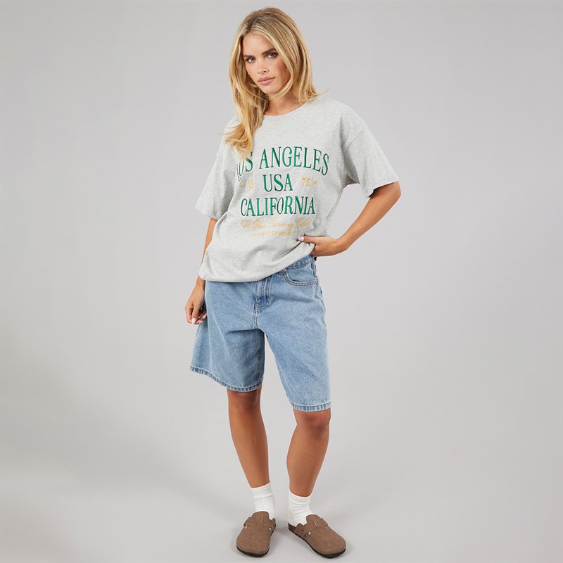 Brave Soul Dame Los Angeles T-shirt Grey Marl/Grøn/Gold