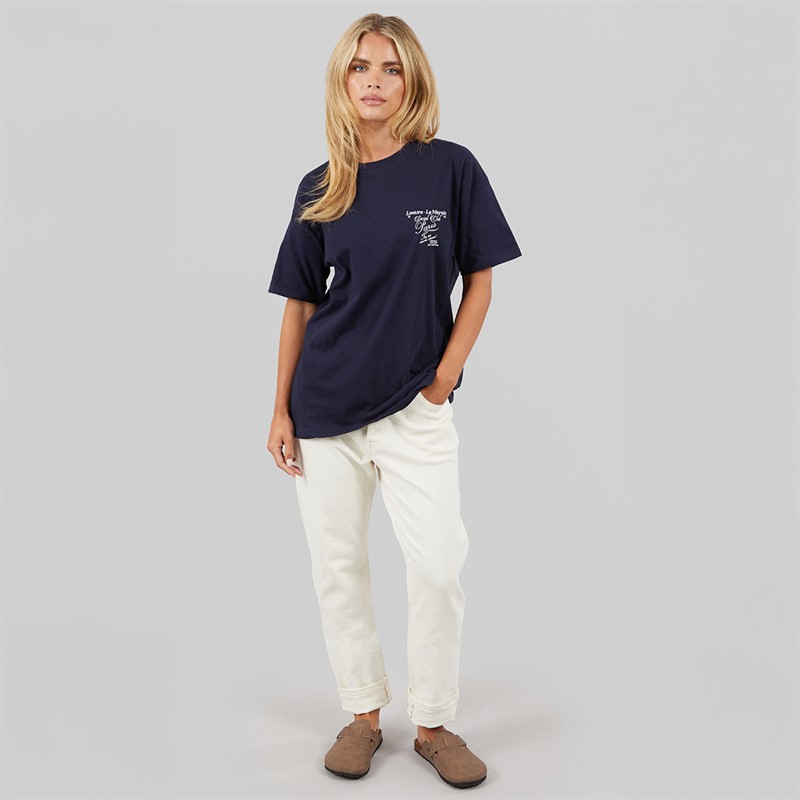 Brave Soul Dame Louvre T Shirt Navy/Pink Body/Print