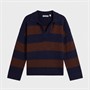 Brave Soul Womens Ditto Trophy Neck Jumper Navy/Brown Stripe
